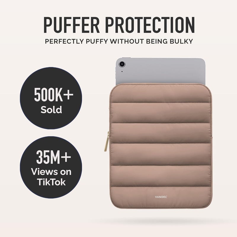 VANDEL - The Original Puffy iPad Sleeve 9-11 Inch Tablet Sleeve, Brown i Pad Case for Women and Men, Cute iPad Air Pouch, 9 10 Inch, 11 Inch Bag - Image 2